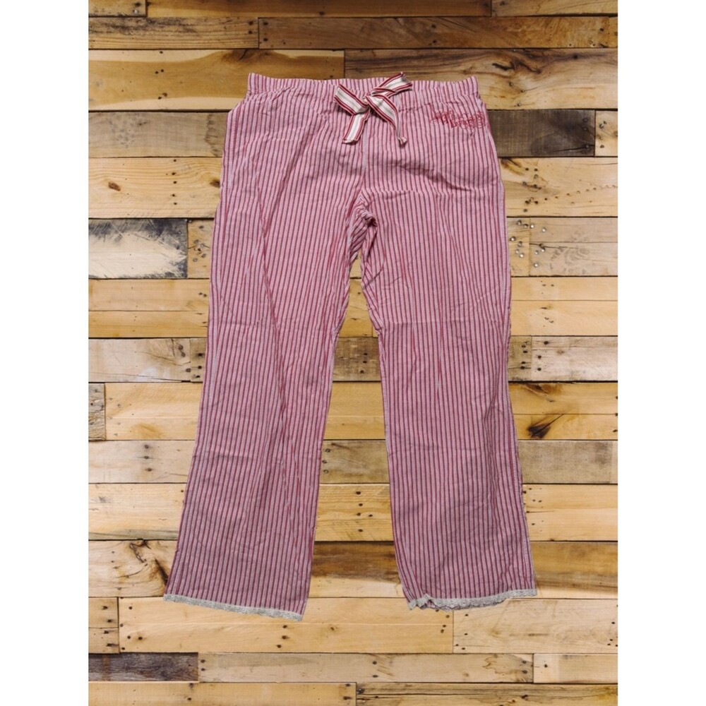 Harley-Davidson Red White Stripe Cotton Lounge Pants Lace Hem HD Logo Size L